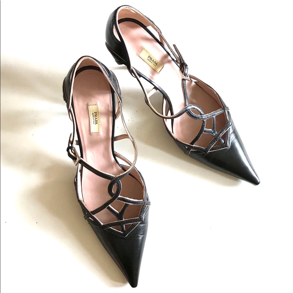 Prada black cut out heels size 39/8.5, worn once
